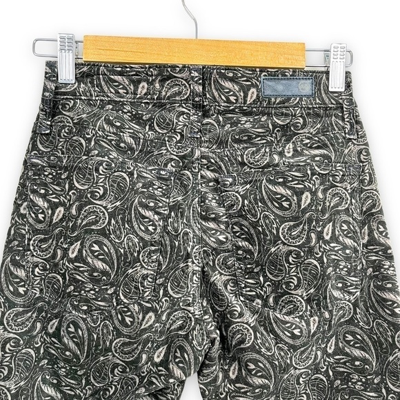 Adriano Goldstein Pants Womens 26 Black Stevie Ankle Velvet Dark Floral Paisley - Picture 11 of 13